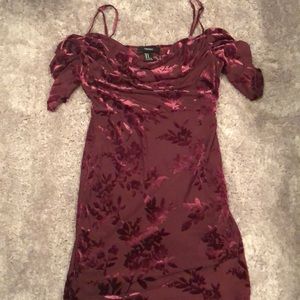 Velvet floral off the shoulder dress
